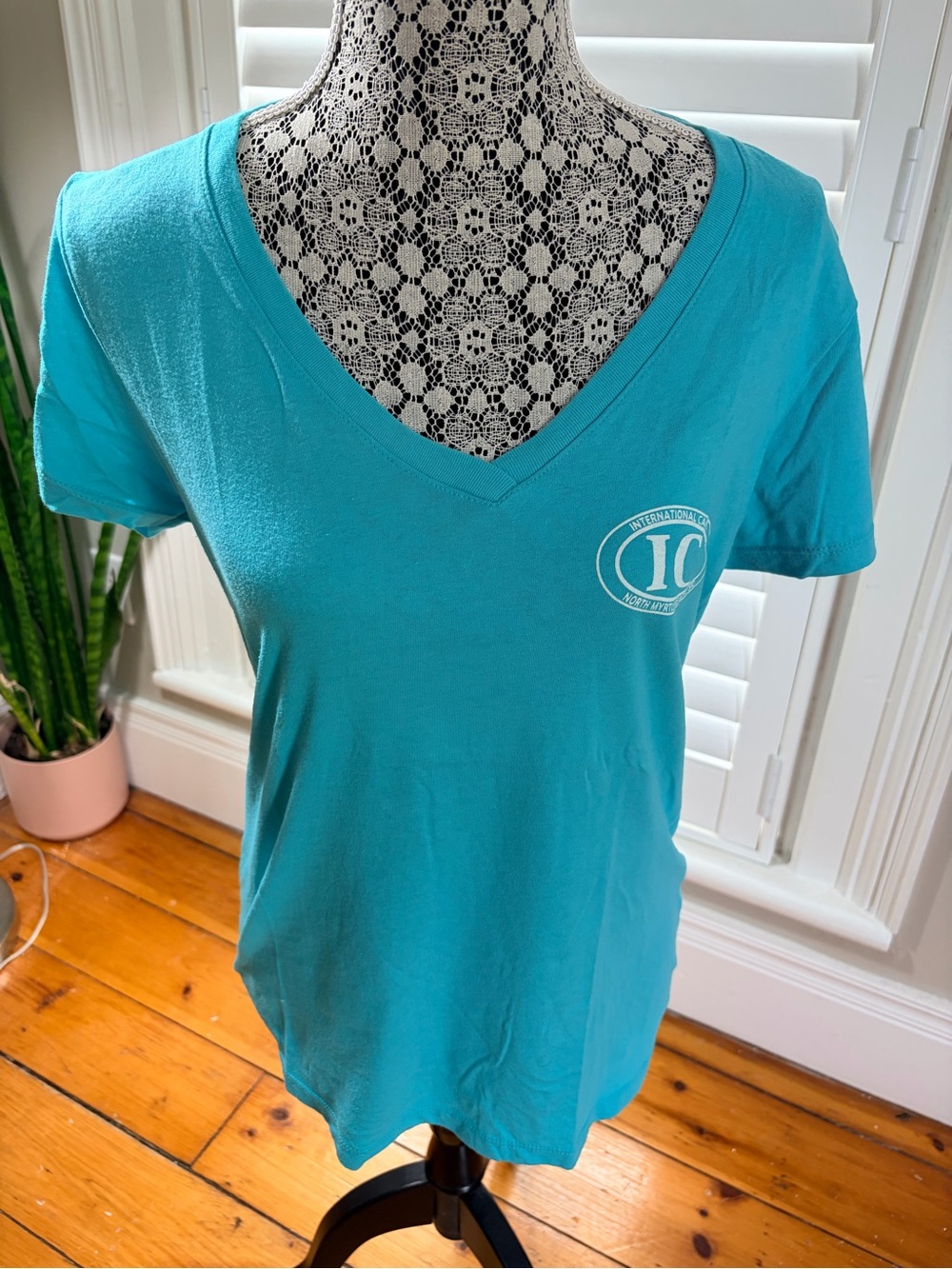 next Teal V-Neck Short Sleeve Tee with Small Chest Logo